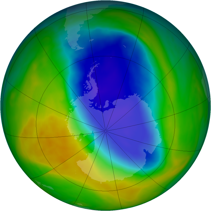 Antarctic ozone map for 08 November 2005